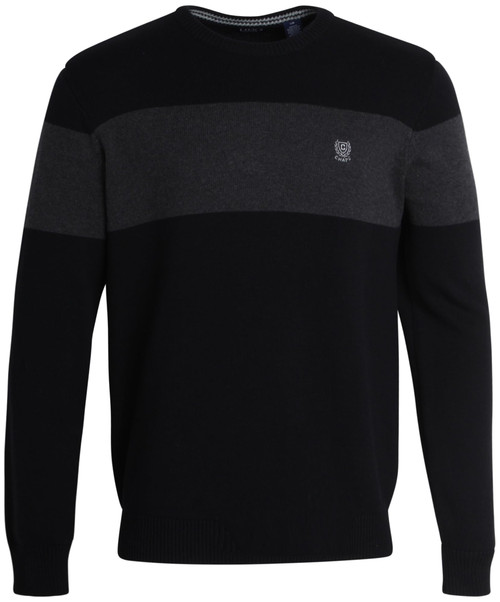 Chaps Men's Sweater - Midweight Classic Fit Cotton Crewneck Striped Pullover Sweater for Men (S-2XL), Size Medium, Solid Black