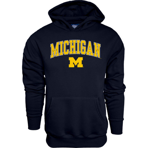 Blue 84 NCAA Michigan Wolverines Unisex Hoodie Kids Arch Over Team Color, Michigan Wolverines Navy, Large Blue 84 NCAA Michigan Wolverines Unisex Hoodie Kids Arch Over Team Color, Michigan Wolverines Navy, Large