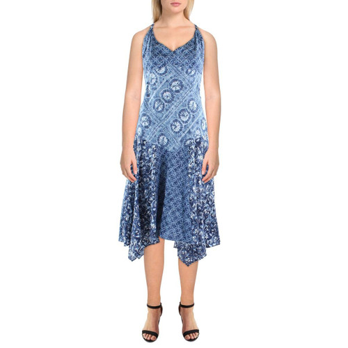 Lauren Ralph Lauren Womens Linen Sleeveless Midi Dress Blue 2