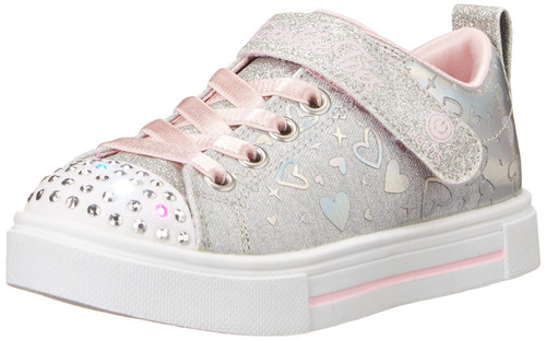 Skechers Kids Twinkle Toes Twinkle Sparks -Heather Charm Sneaker, Grey/Silver, 1.5 Little Kid