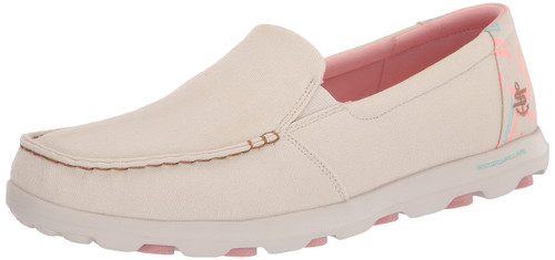 Skechers Women's ON-The-GO 2.0-Canvas Slip ON Boat Shoe, Natural, 6