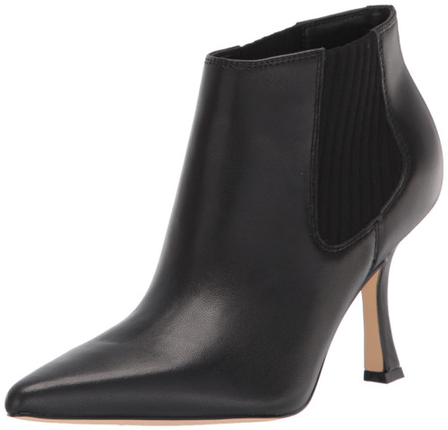 NINE WEST Women's Sofia Ankle Boot, Black Leather, 6