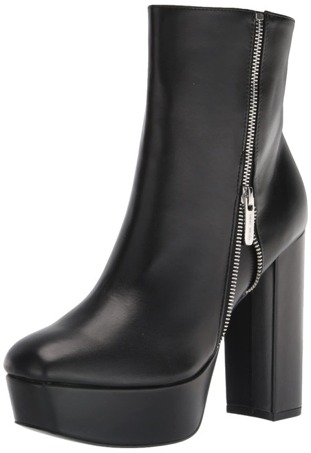 NINE WEST Women's Kerri3 Ankle Boot, Black Leather, 9.5