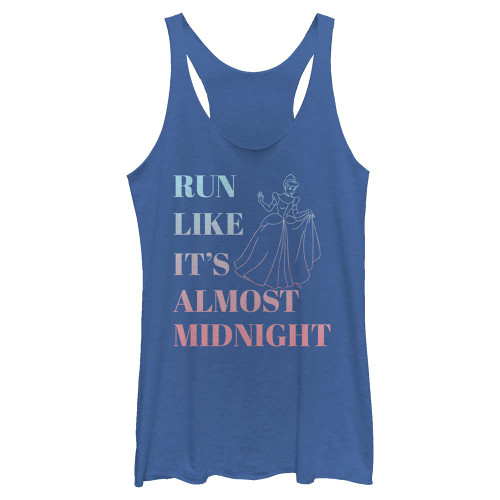 Disney Junior's Princess Run Like It's Almost Midnight Tri-Blend Racerback Layering Tank, Royal Blue Heather, X-Large