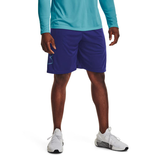 Under Armour Men's Standard Tech Graphic Shorts, (468) Sonar Blue / / Glacier Blue, Large Tall