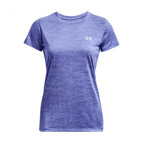 Under Armour Women's Standard Tech Twist T-Shirt, (495) Baja Blue/Nebula Purple/Metallic Silver, Large