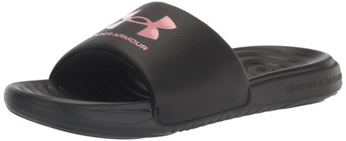 Under Armour womens Ansa Fixed Strap Slide Sandal, (007) Black/Black/Pink Elixir, 10 US