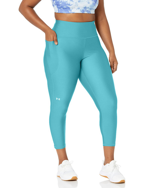 Under Armour Women's Standard HeatGear High Waisted Ankle No-Slip Leggings, (433) Glacier Blue / / White, XX-Large