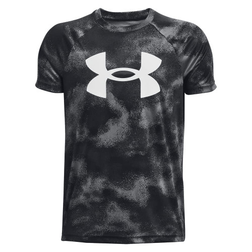 Under Armour boys Tech Big Logo Printed Short-Sleeve T-Shirt , (007) Black / / White , Youth Medium