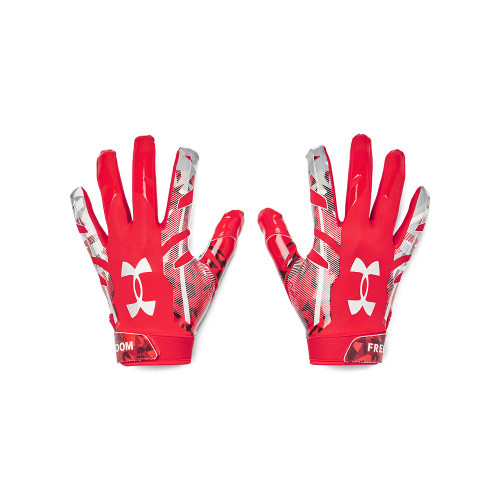 Under Armour Men's Standard F8 Novelty Football Gloves, (601) Red/Royal/Metallic Silver, Medium