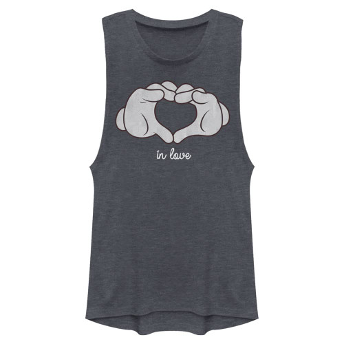 Disney Classic Mickey Glove Heart Women's Muscle Tank, Denim Blue Heather, XX-Large