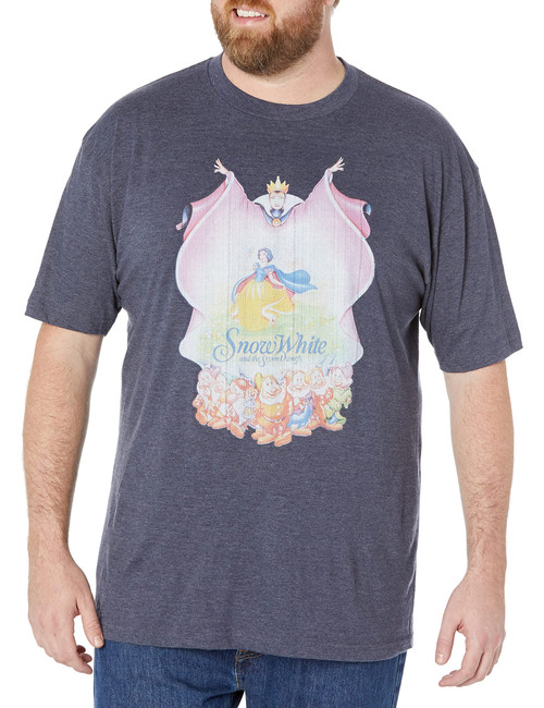 Disney Big Princesses Classic Snow White Men's Tops Short Sleeve Tee Shirt, Navy Blue Heather, XX-Large