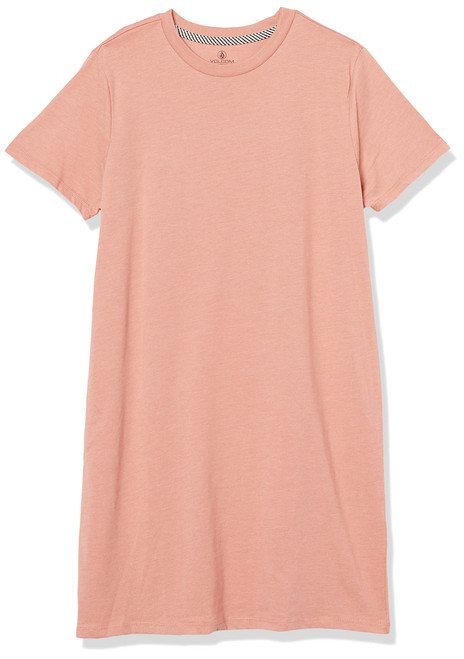 Volcom womens Truly Stoked Short Sleeve Tee Dress, Light Mauve, Medium US