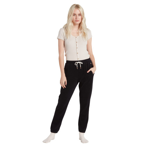 Volcom Women's Lived in Lounge Fleece Sweatpant, Black 2, Small