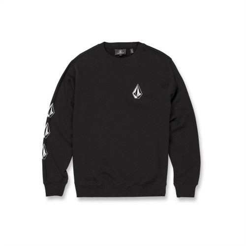 Volcom Men's Regular Iconic Stone Crew Fleece Sweatshirt, Black, Small