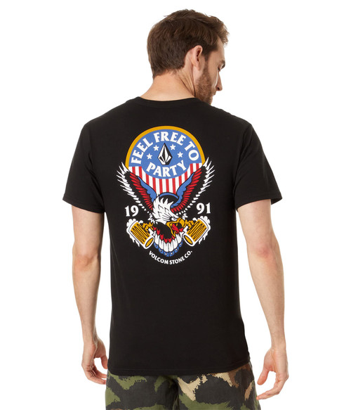 Volcom Men's Regular Freedomeagle Short Sleeve Tee, Black, X-Large