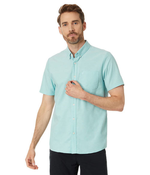 Volcom Men's Regular Everett Oxford Short Sleeve Shirt, Coastal Blue 1, Large