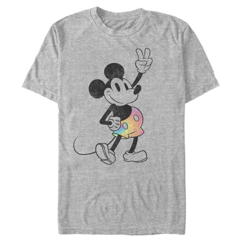 Disney Big & Tall Classic Tie Dye Mickey Men's Tops Short Sleeve Tee Shirt, Athletic Heather, 4X-Large