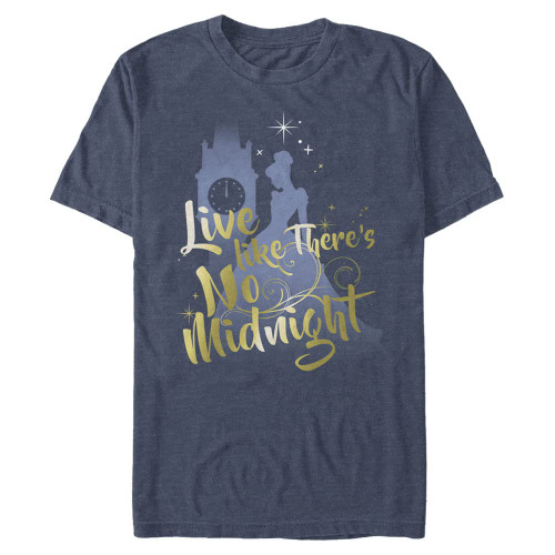 Disney Big & Tall Princesses No Midnight Men's Tops Short Sleeve Tee Shirt, Navy Blue Heather, Large Tall