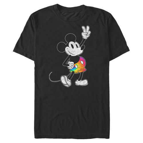 Disney Big & Tall Classic Tie Dye Mickey Stroked Men's Tops Short Sleeve Tee Shirt, Black, XX-Large Tall