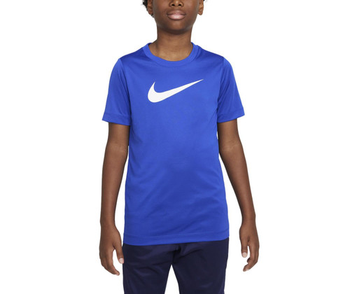 Nike Boys' Dry Short Sleeve Swoosh Solid Tee (as1, Alpha, s, Regular, Royal Blue/White)