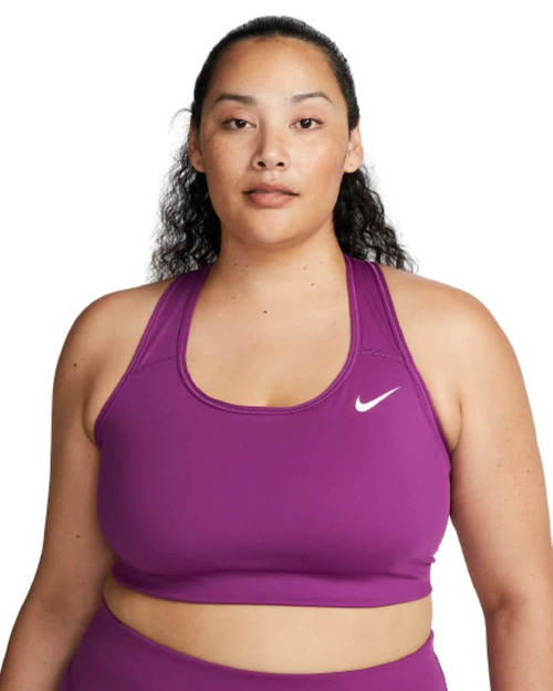 Nike Swoosh Women's Medium-Support Non-Padded Sports Bra (Plus Size) (as1, Alpha, 1x, Plus, Regular, Viotech/White)