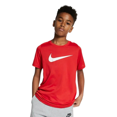 Nike Boys' Dry Short Sleeve Swoosh Solid Tee (as1, Alpha, l, Regular, Red/White)