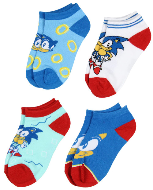 Sega Sonic The Hedgehog Boys' Youth Ankle Socks No-Show Kids Video Game 4 Pairs Sega Sonic The Hedgehog Boys' Youth Ankle Socks No-Show Kids Video Game 4 Pairs
