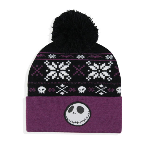 Disney The Nightmare Before Christmas Fair Isle Jack Skellington Cuff Beanie Purple