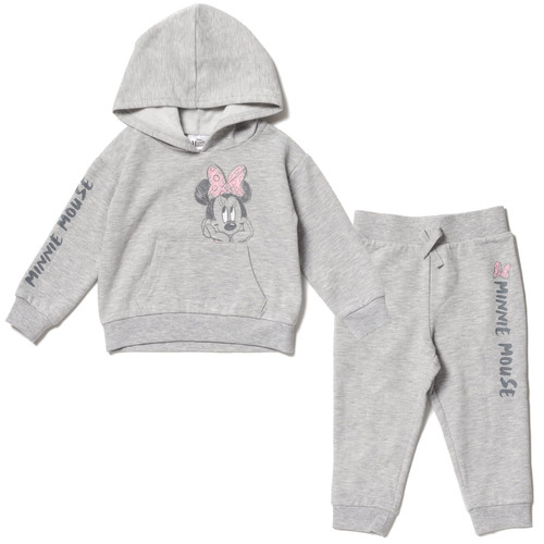 Disney Minnie Mouse Infant Baby Girls Fleece Pullover Hoodie & Pants Gray 18 Months