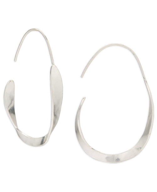 Lucky Brand Open Hammer Hoop Earrings, Silver, One Size
