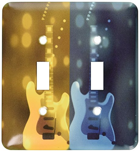 3dRose LSP_55602_2"Gold and Blue Guitar-Musical Art-Fun Designs Double Toggle Switch