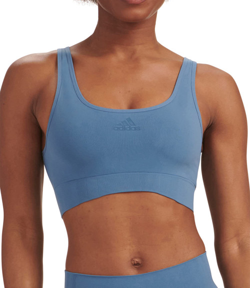 adidas Women's Micro Stretch Seamless Wireless Lounge Bra, Altered Blue, XL