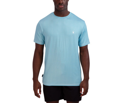 Spyder Men's Standard Quick Dry Short Sleeve Solid Rashguard, Blue Haze, X-Large