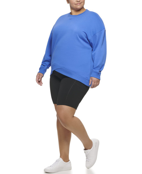 Calvin Klein Performance Women Plus Size Active Chevron Hem Drop Shoulder Pullover, Blue Wave, 1X