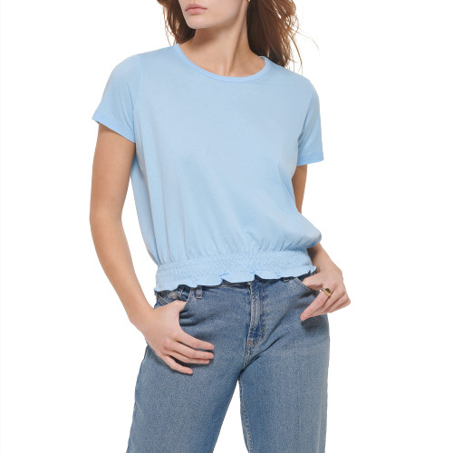 Calvin Klein Women's Sportswear Essential Comfortable Cotton Modal Jersey T Shirt, ICEBURG, Large