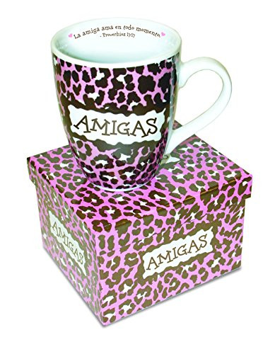 Divinity Boutique Spanish Inspirational Ceramic Mug, Friends Leopard, Proverbs 17:17, Multicolor