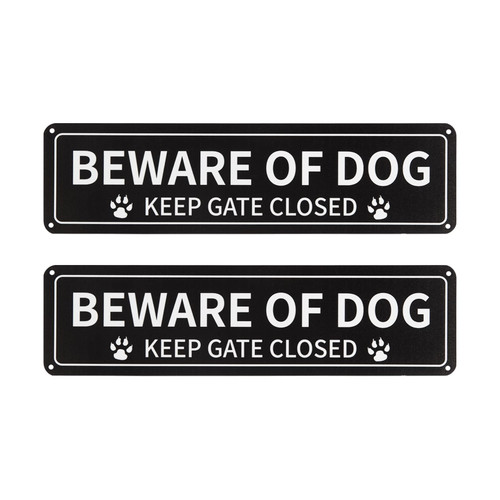 Beware of Dog Sign, 12x3 Inch Rust Free .040 Aluminum Metal Sign, Reflective, Fade Resistant, UV Protected, Weatherproof Warning Dog Sing for Fence Door or Gate (2 Pack)