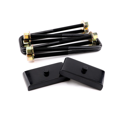 1.0" Silverado Leveling Lift Kits - 1 inch Raise Blocks & U-bolts Set, Rear Leveling Lift End Block Kit and Extra Long Square Spring Axle U Bolts for 2007-2018 Silverado/Sierra 2WD/4WD