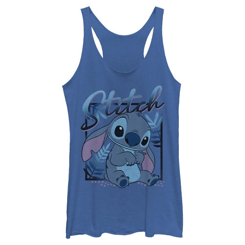 Disney Junior's Lilo & Stitch Stitch Square Tri-Blend Racerback Layering Tank, Royal Blue Heather, Small