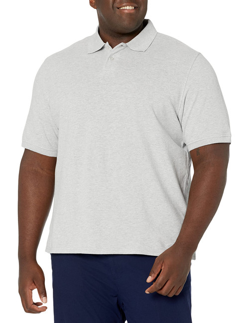 Amazon Essentials Men's Regular-Fit Cotton Pique Polo Shirt (Available in Big & Tall), Light Grey Heather, 6X-Large Big