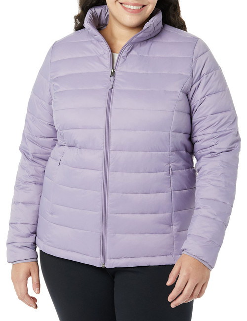Amazon Essentials Women's Lightweight Long-Sleeve Water-Resistant Puffer Jacket (Available in Plus Size), Grape, X-Small