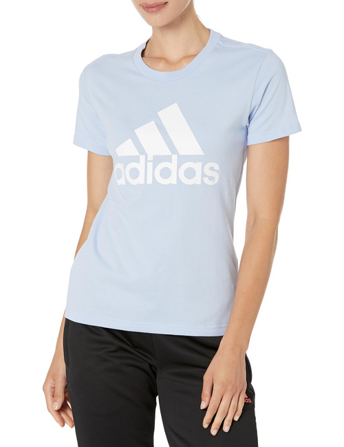 adidas Women's Loungewear Essentials Logo T-Shirt, Blue Dawn/White, Small