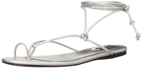 NINE WEST Women's PANSIE3 Sandal, Silver, 8