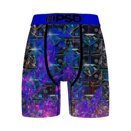 PSD Men's Thermal Money Diamonds Boxer Briefs, Blue, M