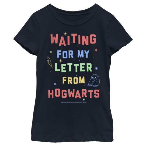 Harry Potter Girl's Waiting On That Letter T-Shirt, Navy, Large