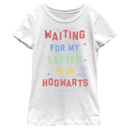 Harry Potter Girl's Waiting On That Letter T-Shirt, White, Large