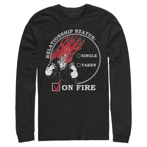 Disney Big & Tall Villains Relationship On Fire Men's Tops Long Sleeve Tee Shirt, Black, 5X-Large