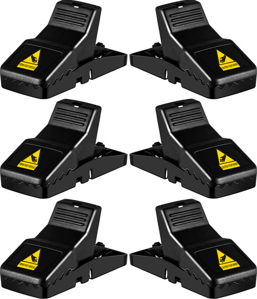 Feeke Rat Trap, Large Mouse Traps, Mouse Traps Indoor for Home, Instant Kill Traps for Mouse Rat Chipmunk, Quick Set Up and Reusable - 6 Pack, Black