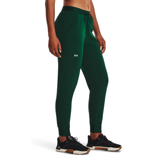 Under Armour Women's Standard Sport Woven Pants, (322) Greenwood / / Metallic Silver, Medium Short